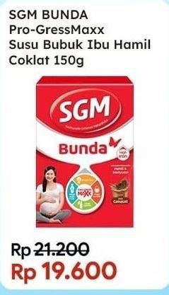 Promo Harga SGM Bunda Pro-GressMax Susu Bubuk Ibu Hamil Cokelat 150 gr - Indomaret