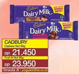 Promo Harga CADBURY Dairy Milk Fruit Nut 90 gr - Yogya