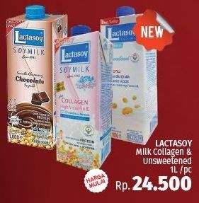 Promo Harga LACTASOY Soya Milk Collagen, Unsweetened 1 ltr - LotteMart