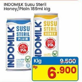 Promo Harga Indomilk Susu Steril Honey, Plain 189 ml - Indomaret