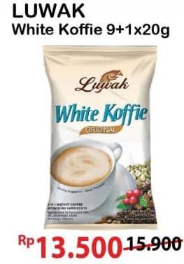 Promo Harga Luwak White Koffie Original per 10 sachet 20 gr - Alfamart