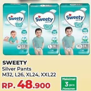 Promo Harga Sweety Silver Pants M32, L26, XL24, XXL22 22 pcs - Yogya