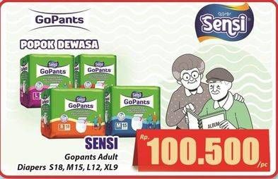 Promo Harga Sensi GoPants Adult Diapers L12, M15, S18, XL9 9 pcs - Hari Hari