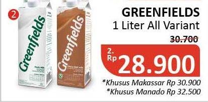 Promo Harga GREENFIELDS Fresh Milk All Variants 1000 ml - Alfamidi