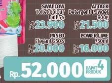 SWALLOW Toilet Colour Ball 5s + ATTACK 800gr + POWER LIME 750ml + PASEO Elegant 250s