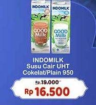 Promo Harga Indomilk Susu UHT Cokelat, Full Cream Plain 950 ml - Indomaret