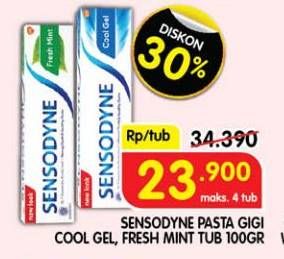 Promo Harga Sensodyne Pasta Gigi Cool Gel, Fresh Mint, Fresh Mint 100 gr - Superindo
