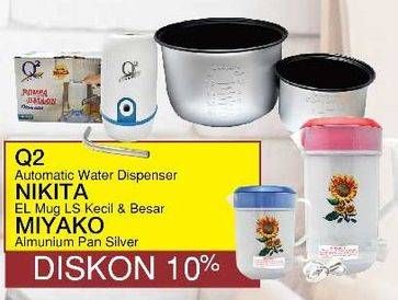 Promo Harga Q2 Automatic Water Dispenser/Nikita Electric Mug/Miyako Aluminium Pan Silver  - Yogya