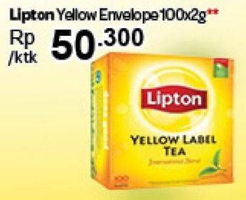 Promo Harga Lipton Yellow Label Tea Envelope per 100 pcs 2 gr - Carrefour