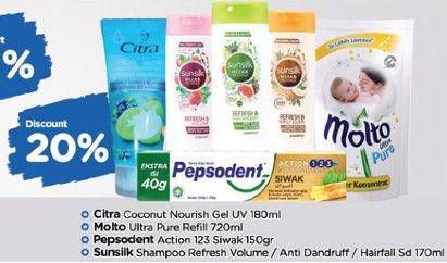 Promo Harga Citra Body Lotion/Molto Softener/Pepsodent Toothpaste/Sunsilk Shampoo  - TIP TOP