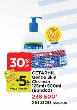 Promo Harga CETAPHIL Gentle Skin Cleanser 125ml + 500ml (banded)  - Watsons