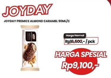 Promo Harga Joyday Ice Cream Stick Premice Almond Caramel 90 ml - Carrefour