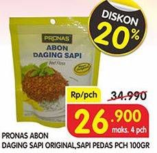 Promo Harga PRONAS Abon Daging Sapi Original, Pedas 100 gr - Superindo