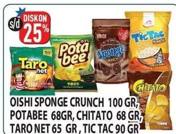 Promo Harga OISHI Sponge Crunch 100gr / POTABEE 68gr / CHITATO 68gr / TARO Net65gr/ TIC TAC 90gr  - Hypermart