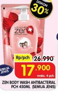 Promo Harga ZEN Anti Bacterial Body Wash All Variants 450 ml - Superindo