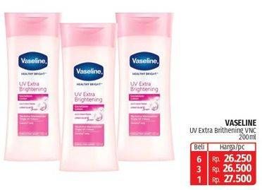 Promo Harga Vaseline Body Lotion UV Extra Brightening 200 ml - Lotte Grosir
