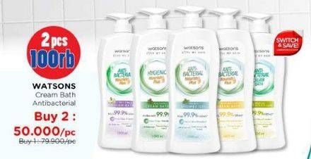 Promo Harga Watsons Anti Bacterial Cream Bath 1000 ml - Watsons