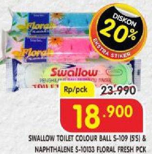 Promo Harga SWALLOW Naphthalene Toilet Colour Ball S-109, Floral Fresh S-10133 5 pcs - Superindo