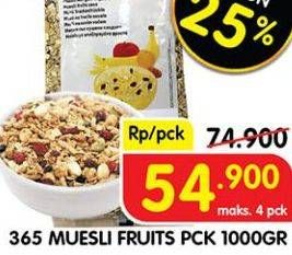 Promo Harga 365 Muesli Buah 1000 gr - Superindo