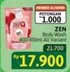 Promo Harga ZEN Anti Bacterial Body Wash All Variants 400 ml - Alfamidi