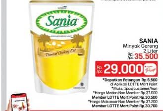 Promo Harga Sania Minyak Goreng 2000 ml - LotteMart