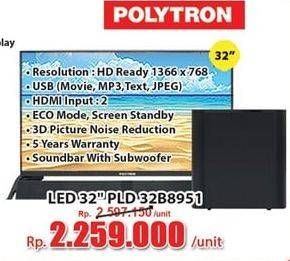 Promo Harga POLYTRON PLD 32B8951 | LED TV 32 inchi  - Hari Hari