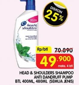 Promo Harga Head & Shoulders Shampoo 400 ml - Superindo