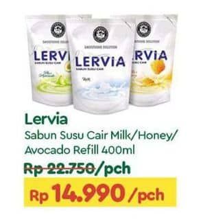 Promo Harga Lervia Sabun Cair Susu  Plus Honey, Original, Plus Avocado 400 ml - TIP TOP