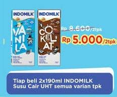 Promo Harga INDOMILK Susu UHT All Variants per 2 pcs 190 ml - Indomaret