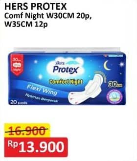 Promo Harga Hers Protex Comfort Night Wing 35cm, Wing 30cm 12 pcs - Alfamart