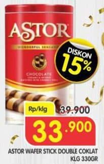 Promo Harga Astor Wafer Roll Double Chocolate 330 gr - Superindo