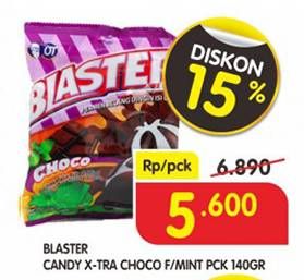 Promo Harga BLASTER Candy X-Tra Choco, Choco Mint 140 gr - Superindo