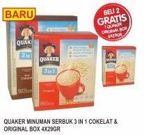 Promo Harga Quaker 3 In 1 Sereal Coklat, Original 4 pcs - Superindo