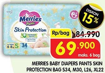 Promo Harga Merries Pants Skin Protection L26, M30, S34, XL22 22 pcs - Superindo