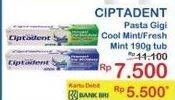 Promo Harga CIPTADENT Pasta Gigi Maxi 12 Plus Cool Mint, Fresh Mint 190 gr - Indomaret