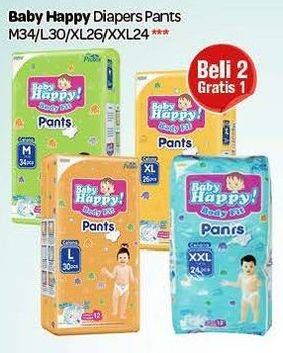Promo Harga BABY HAPPY Body Fit Pants M34, L30, XL26, XXL24 per 2 pouch - Carrefour