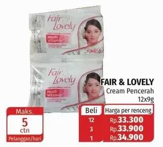 Promo Harga GLOW & LOVELY (FAIR & LOVELY) Multivitamin Cream per 12 sachet 9 gr - Lotte Grosir