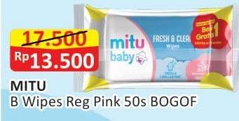 Promo Harga Mitu Baby Wipes Pink With Chamomile Vit E 50 pcs - Alfamart