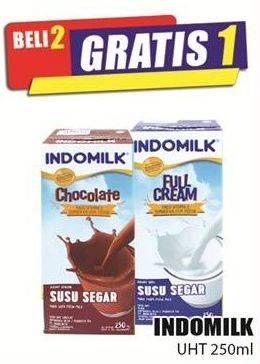 Promo Harga INDOMILK Susu UHT Full Cream Plain, Cokelat 250 ml - Hari Hari