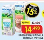 Promo Harga Indomilk Susu UHT Full Cream Plain, Cokelat 950 ml - Superindo