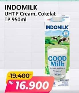 Promo Harga Indomilk Susu UHT Cokelat, Full Cream Plain 950 ml - Alfamart