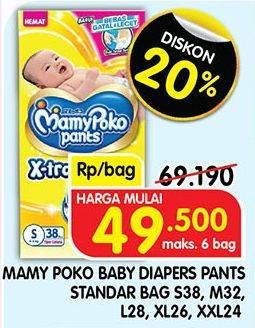 Promo Harga Mamy Poko Pants Xtra Kering L28, M32, S38, XL26, XXL24 24 pcs - Superindo