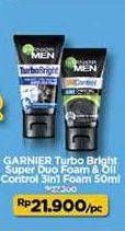Promo Harga Garnier Men Turbo Light Oil Control Facial Foam Super Duo Whitening + Oil Control 50 ml - Indomaret