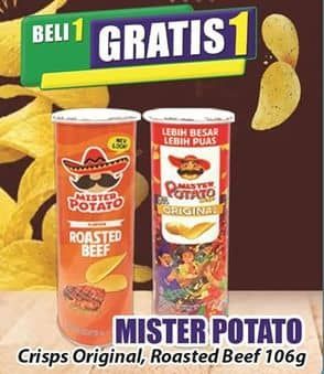 Promo Harga Mister Potato Snack Crisps Original, Roasted Beef 100 gr - Hari Hari