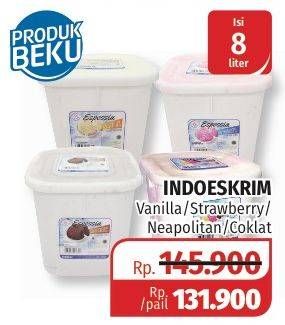 Promo Harga INDOESKRIM Bulk Ice Cream Vanilla, Strawberry, Neapolitan, Chocolate 8000 ml - Lotte Grosir