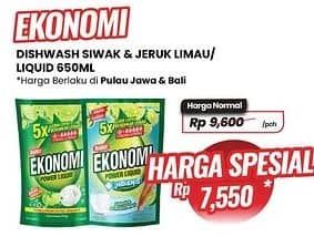 Promo Harga Ekonomi Pencuci Piring Power Liquid Jeruk Nipis, Siwak Jeruk Limau 650 ml - Carrefour