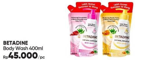 Promo Harga Betadine Natural Defense Body Wash Manuka Honey Moisturising Aloe Vera, Refreshing Pomegranate And Moisturising Aloe Vera 400 ml - Guardian