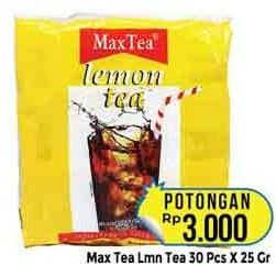 Promo Harga Max Tea Minuman Teh Bubuk Lemon Tea per 30 sachet 25 gr - Hypermart