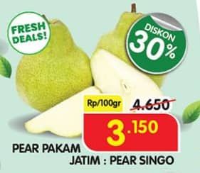 Promo Harga Pear Packham per 100 gr - Superindo