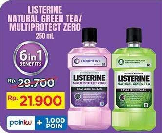 Promo Harga Listerine Mouthwash Antiseptic Natural Green Tea, Multi Protect Zero 250 ml - Indomaret